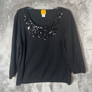 Elegant Black Sequin Women's Top